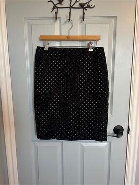Liz Claiborne Black Pencil Skirt with White Polka Dots
